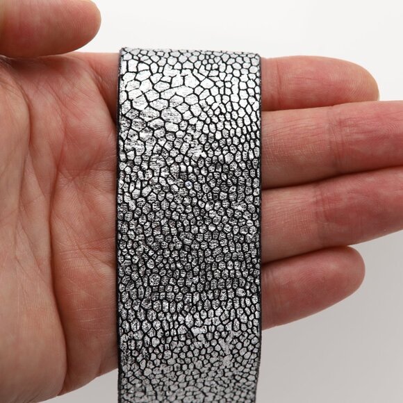 Silver Tone Choker Adjustable Length Fancy Texture Wide chokers (#78) - Picture 6 of 10